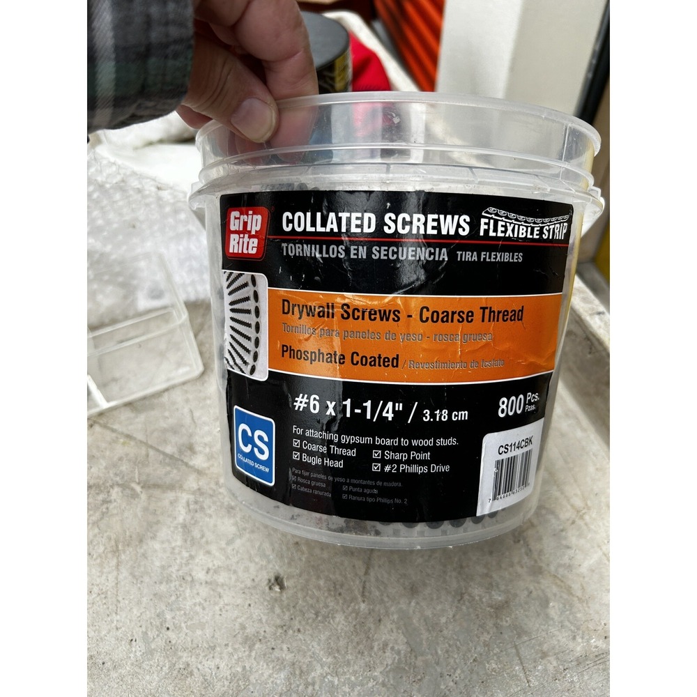 Grip Rite Collated screw #6 x 1-1/4"/3.18 cm by Grip Rite 800 Pcs Drywall Screws